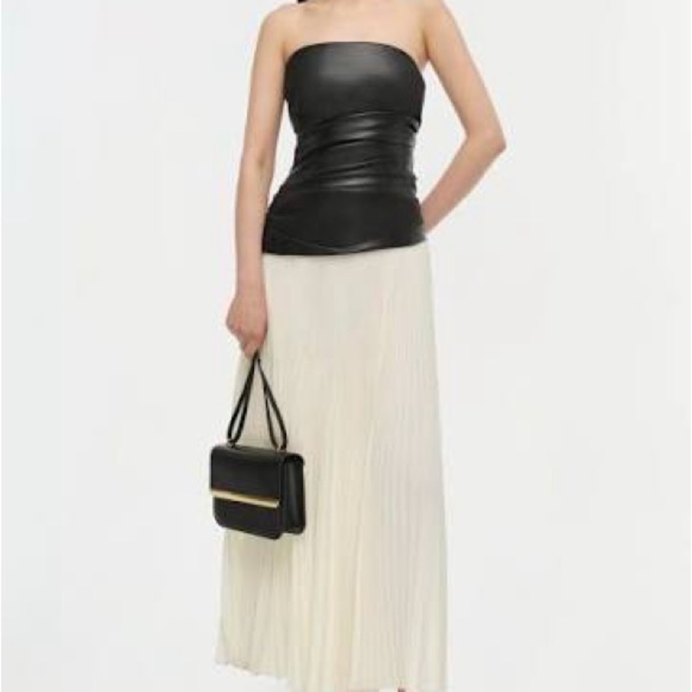 NWT SIMKHAI Arie Leather Crepe Strapless Chic Dress Size 8 Holiday Party Ready - Picture 13 of 13